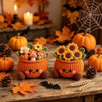 Gehäkelter Kürbis-Blumentopf Herbstdeko Schreibtisch Dekoration Halloween Erntedankfest
