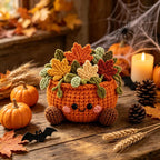Gehäkelter Kürbis-Blumentopf Herbstdeko Schreibtisch Dekoration Halloween Erntedankfest