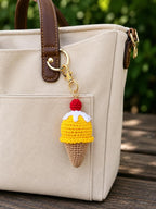 Gehäkelter Eiscreme-Schlüsselanhänger Amigurumi Eistüte Kawaii Taschenanhänger Rucksackanhänger