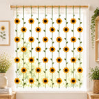 Gehäkelte Sonnenblumen-Gardine, Blumen-Gardinenschleife, Boho-Wandbehang, 6 Stränge mit 5 Blumen, Sonnenblumen-Zimmerdeko für Fenster