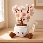 Gehäkelter Kirschblütenbaum mit Topf, Schreibtischdeko, Sakura Amigurumi, 25-27 cm, Garn