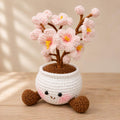 Gehäkelter Kirschblütenbaum mit Topf, Schreibtischdeko, Sakura Amigurumi, 25-27 cm, Garn