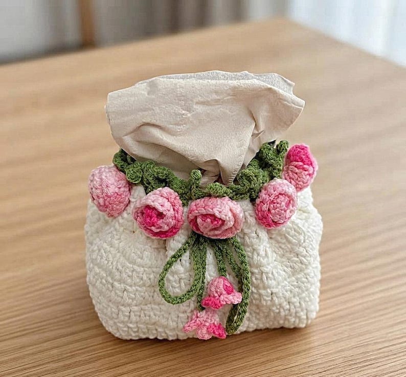 Gehäkelter Taschentuchbox-Überzug Hasenform, Deko für Zuhause, Handgemacht, 14x10x10 cm