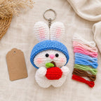 Gehäkelter Hasen-Schlüsselanhänger mit Apfel, handgefertigtes Accessoire