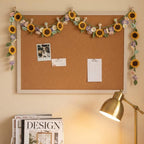 Gehäkelter Sonnenblumen-Vorhang, Fenstergardine mit Blumenmuster, Boho-Landhausstil, gelb, für Küche und Wohnzimmer