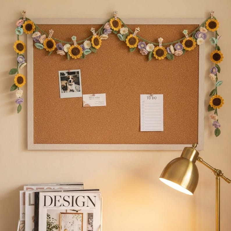 Gehäkelter Sonnenblumen-Vorhang, Fenstergardine mit Blumenmuster, Boho-Landhausstil, gelb, für Küche und Wohnzimmer