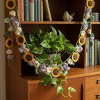 Gehäkelter Sonnenblumen-Vorhang, Fenstergardine mit Blumenmuster, Boho-Landhausstil, gelb, für Küche und Wohnzimmer